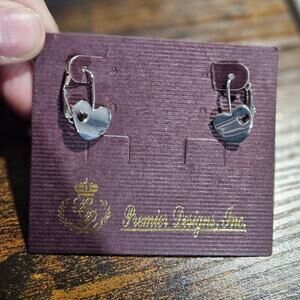 Premier Designs Silver-Tone Leverback Heart Earrings ~ Minimalist ~ Romantic